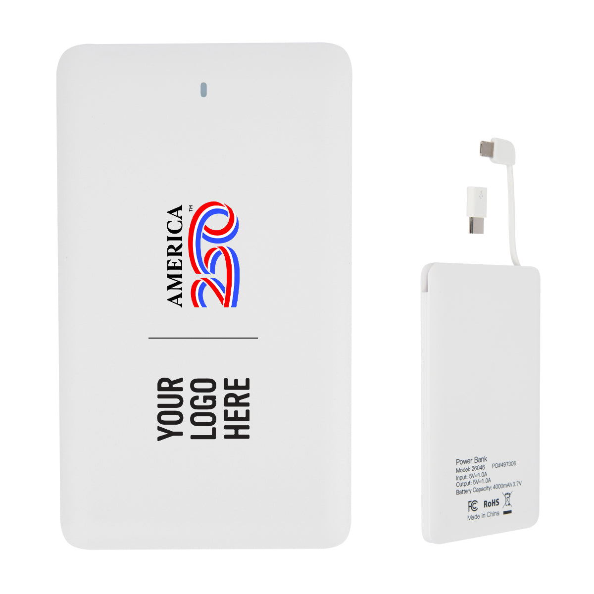 America250™ Slim 4,000 mAh 3-In-1 Power Bank