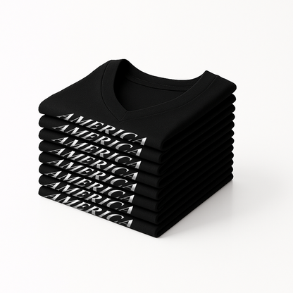 Classic V-Neck Tee, Red & Black