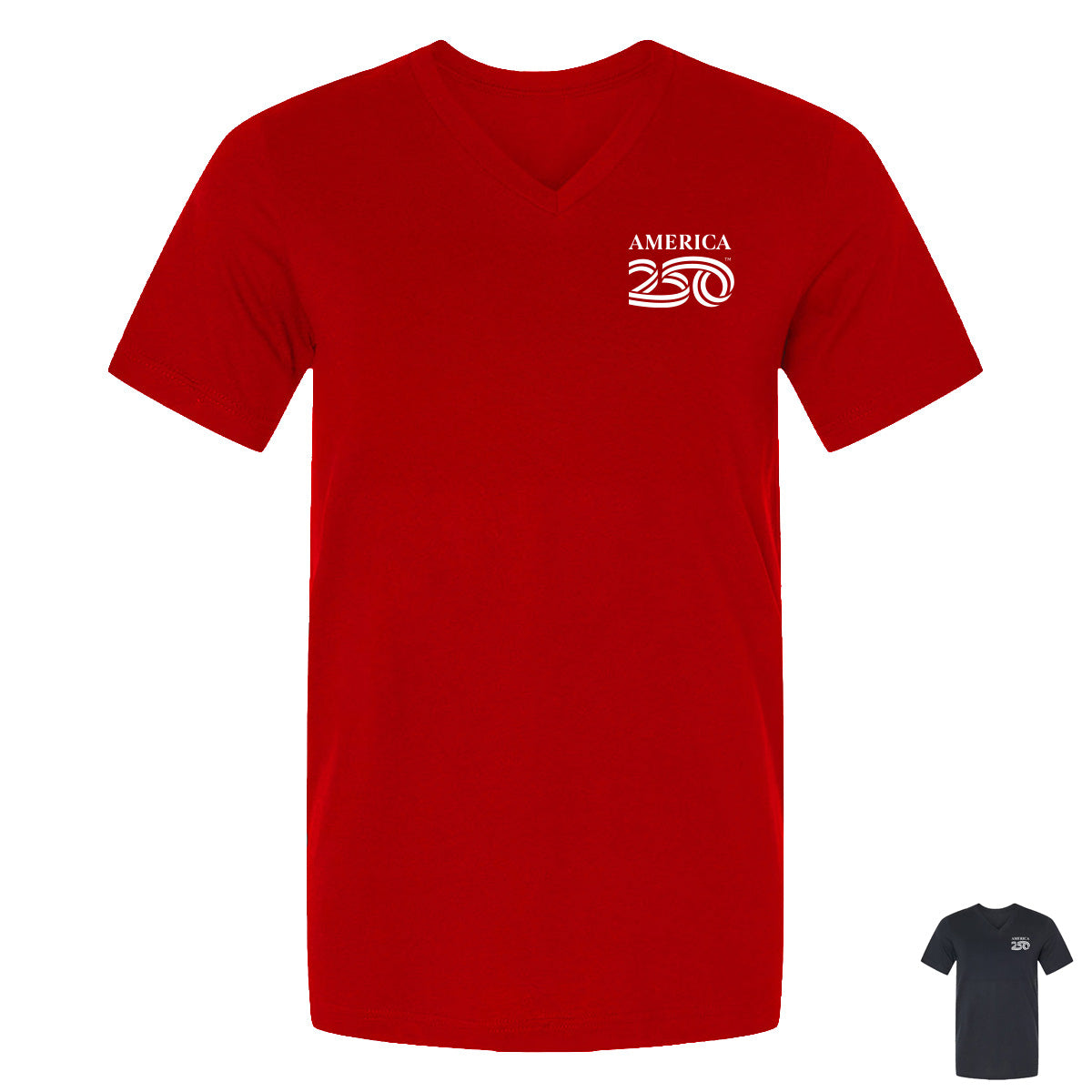 Modern V-Neck Tee, Red & Black