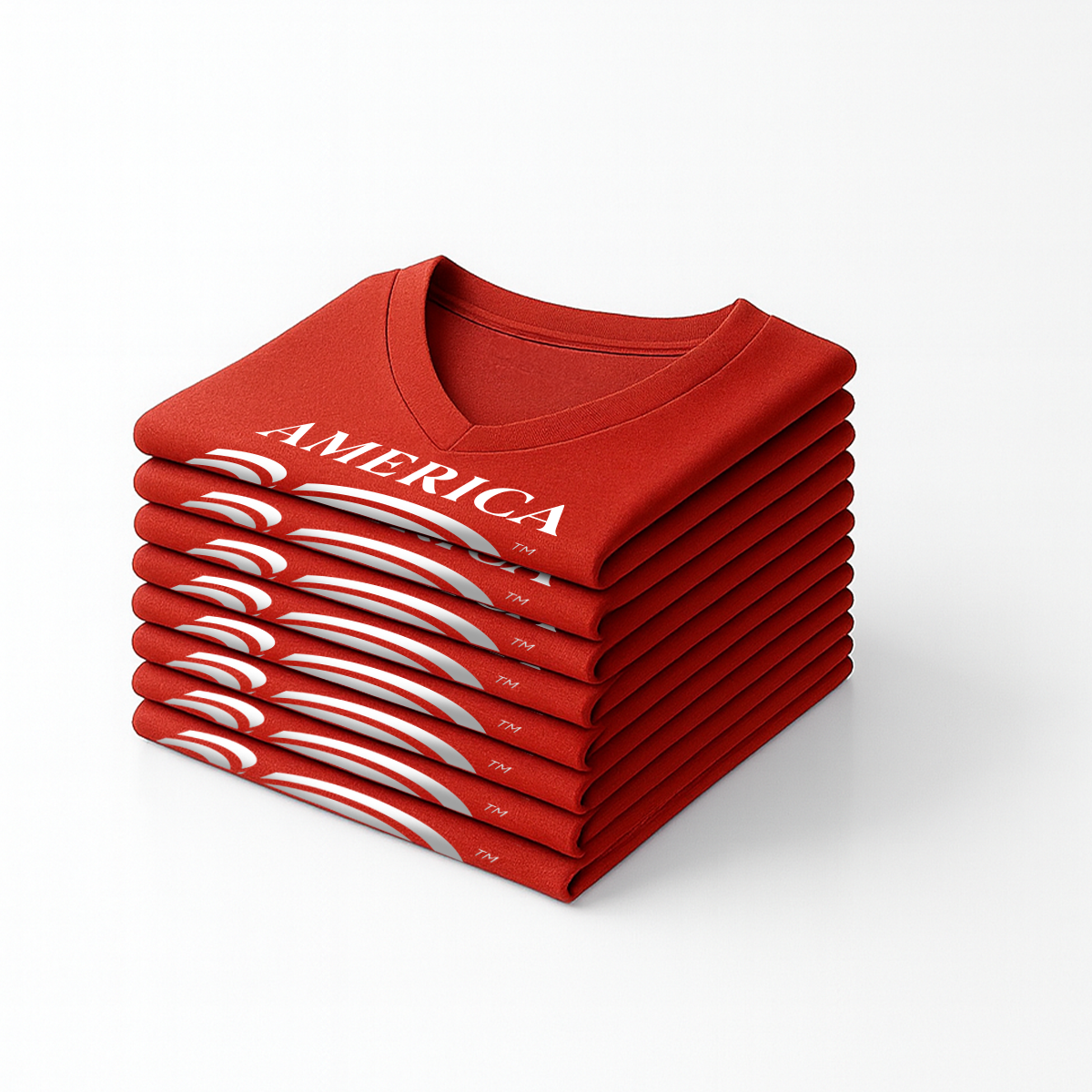 Classic V-Neck Tee, Red & Black