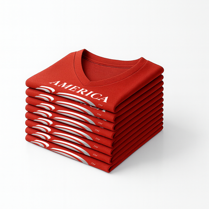 Classic V-Neck Tee, Red & Black