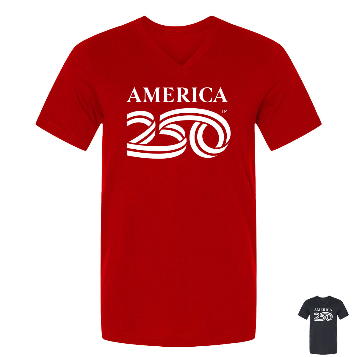 V-Neck Tee, Red & Black
