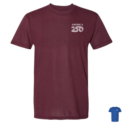 Modern Tri-blend Tee, Burgundy & Royal