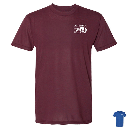 Modern Tri-blend Tee, Burgundy & Royal