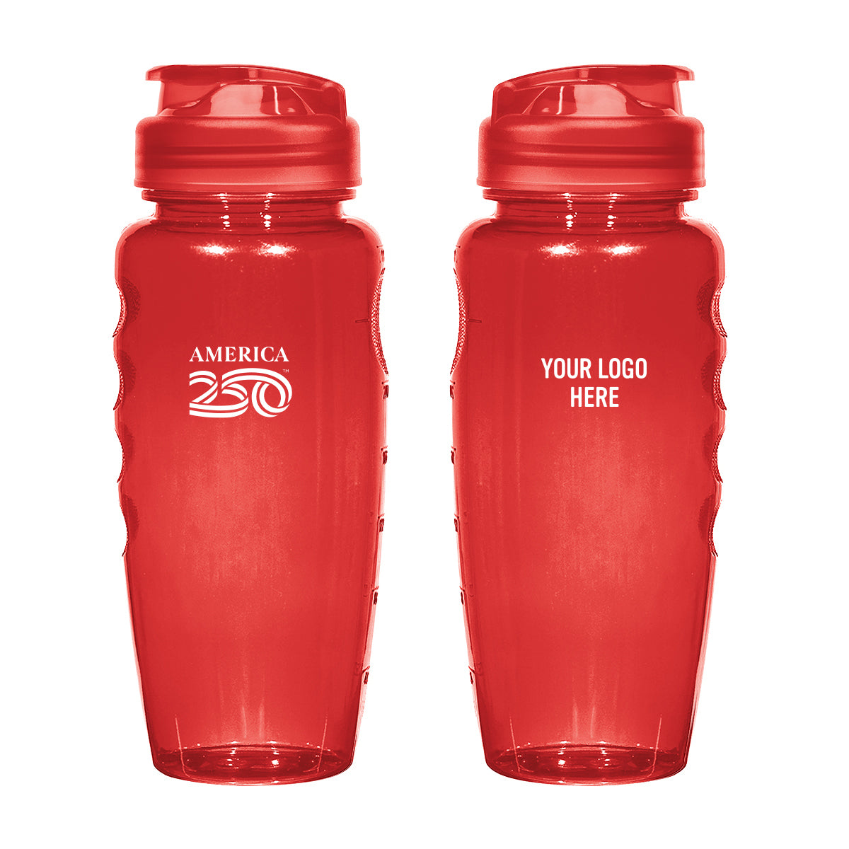 America250™ 30 Oz. Poly-Clear™ Gripper Bottle Red
