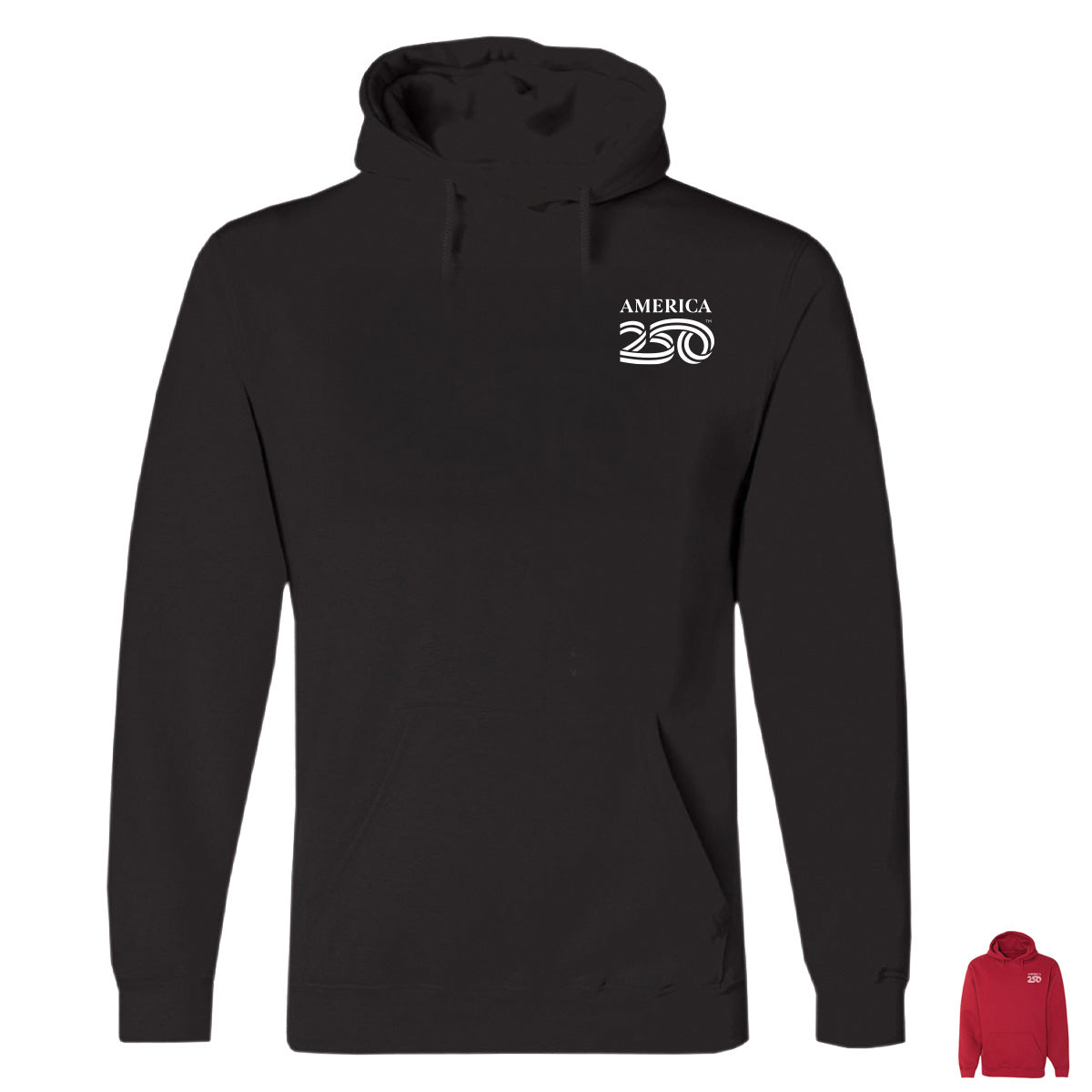 Modern Hooded Pullover, Black & Cardinal