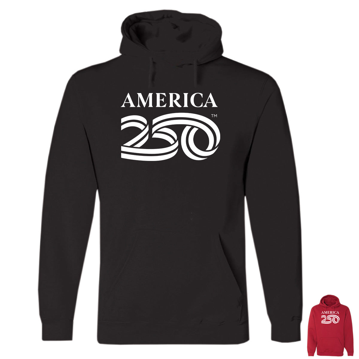 Hooded Pullover, Black & Cardinal