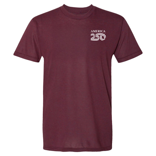 Modern Tri-blend Tee, Burgundy & Royal