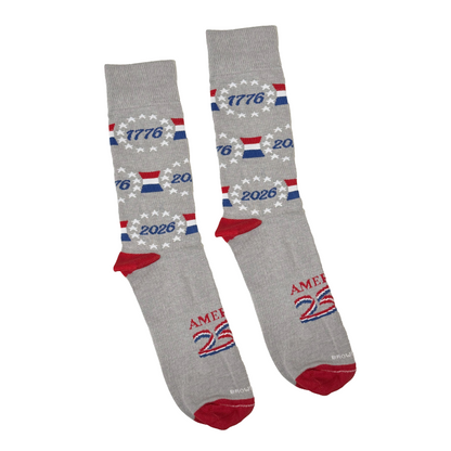America250 Patriotic Crew Socks | “Betsy Dates” | Made in USA