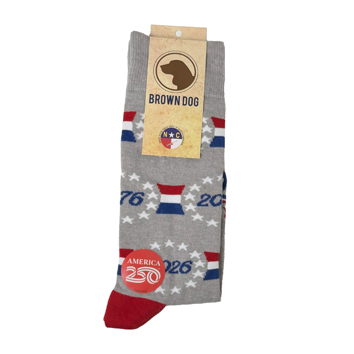 America250 Patriotic Crew Socks | “Betsy Dates” | Made in USA