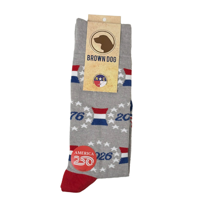 America250 Patriotic Crew Socks | “Betsy Dates” | Made in USA
