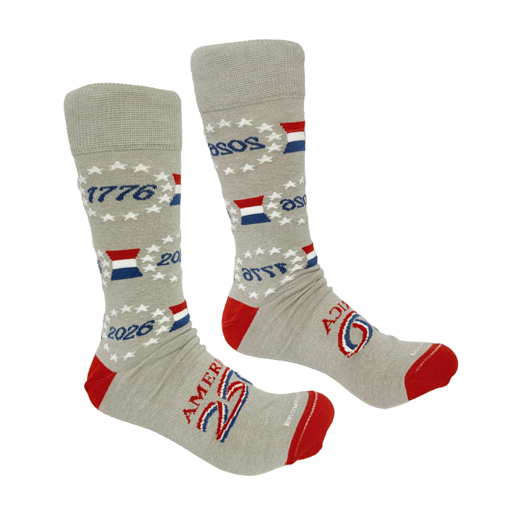America250 Patriotic Crew Socks | “Betsy Dates” | Made in USA