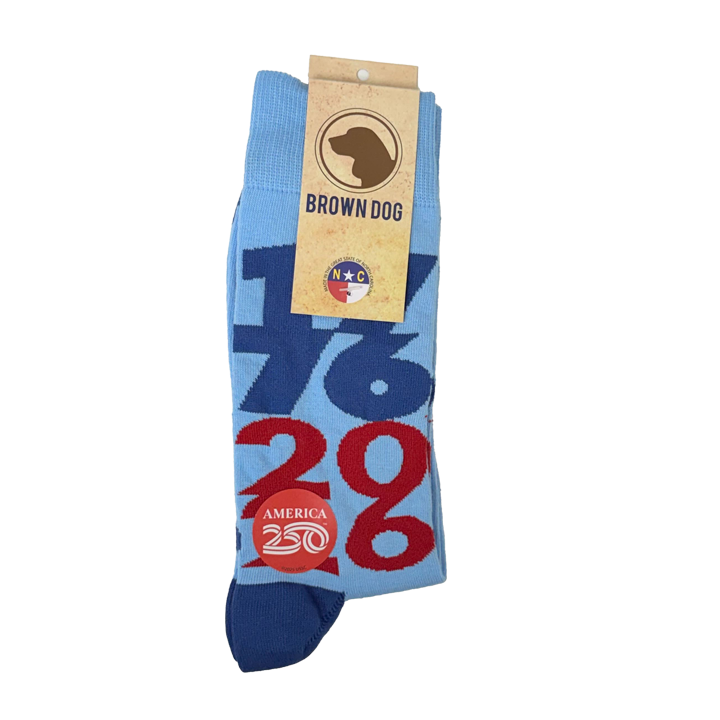 America250 Patriotic Crew Socks | “Big Dates” | Made in USA
