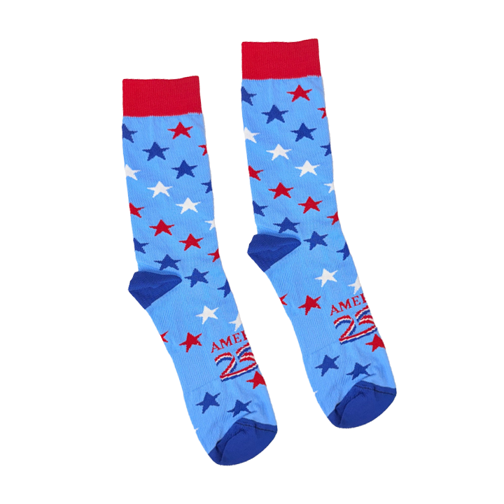 America250 Patriotic Crew Socks | “Big Stars” | Made in USA