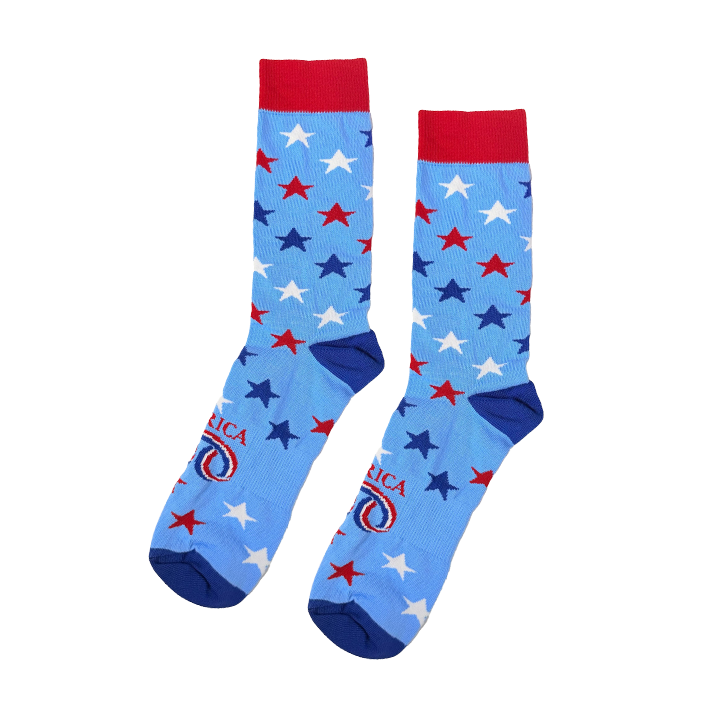 America250 Patriotic Crew Socks | “Big Stars” | Made in USA