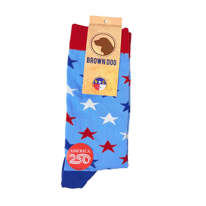 America250 Patriotic Crew Socks | “Big Stars” | Made in USA