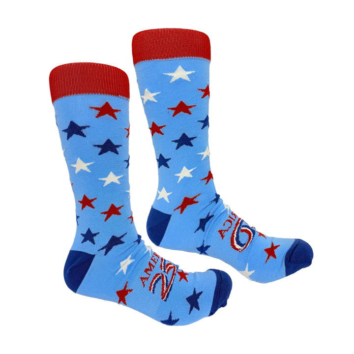 America250 Patriotic Crew Socks | “Big Stars” | Made in USA