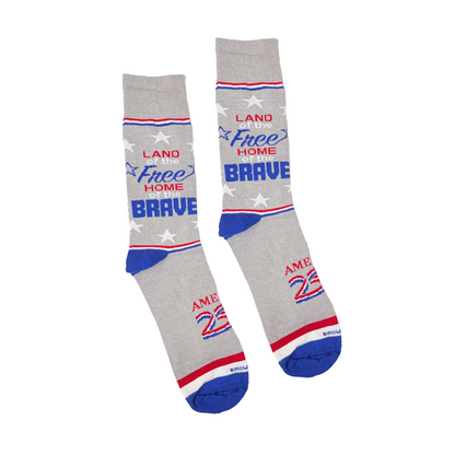 America250 Patriotic Crew Socks | “Free and Brave” | Made in USA