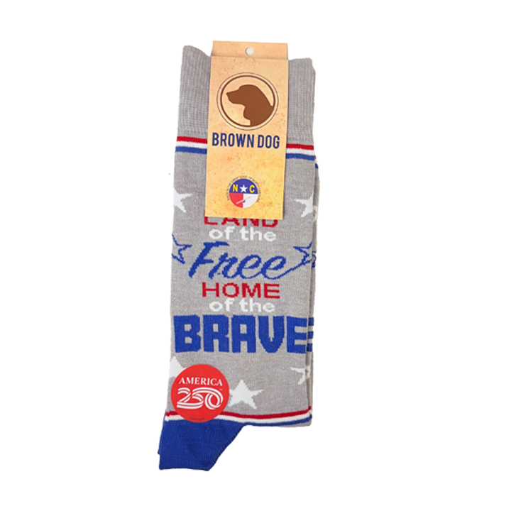 America250 Patriotic Crew Socks | “Free and Brave” | Made in USA