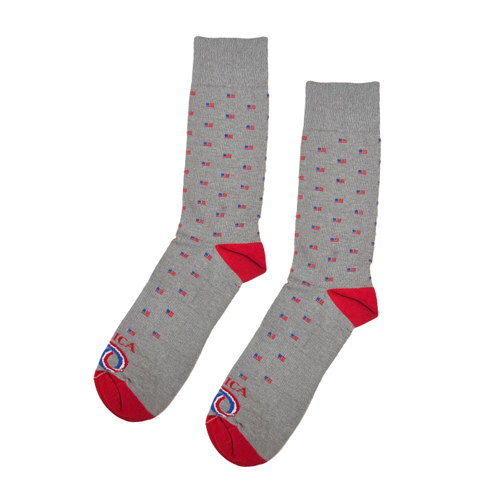 America250 Patriotic Crew Socks | “Micro Flags” | Made in USA