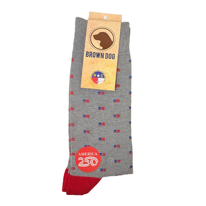 America250 Patriotic Crew Socks | “Micro Flags” | Made in USA