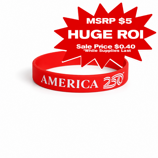 Red America250 Silicone Wristband